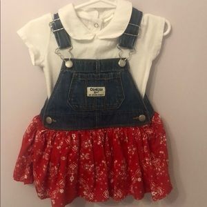 Overall Dress w/ Red Bandanna Skirt